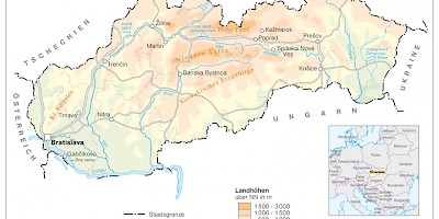 Karte: Slowakei: Physische Übersicht
