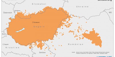 Karte: Siedlungsgebiete der Auslandsungarn