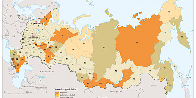 Karte: Russländische Föderation: Administrative Gliederung 2024