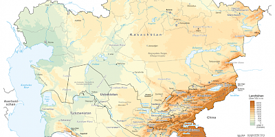 Karte: Zentralasien: Physische Übersicht