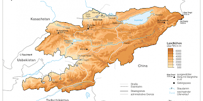 Karte: Kirgistan: Physische Übersicht