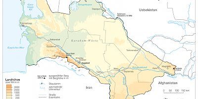 Karte: Turkmenistan: Physische Übersicht