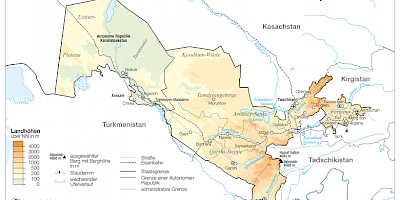 Karte: Usbekistan: Physische Übersicht